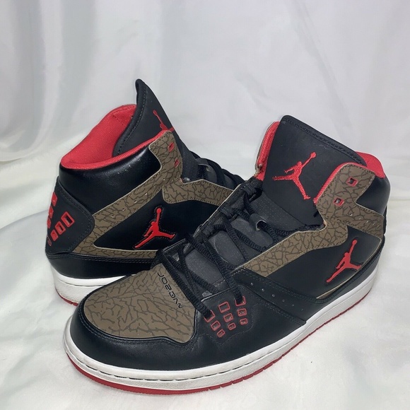 Nike Jordan 1 Flight Men\'s Shoes Size 11 Black Red Olive 372704-038 2012